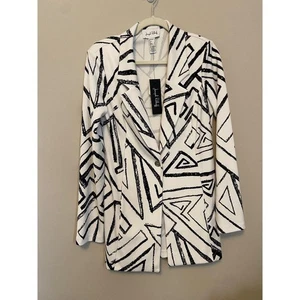 Chaqueta Blazer Joseph Ribkoff Estampado Geométrico Blanca Negra Mujer Talla 4 - Imagen 1 de 10