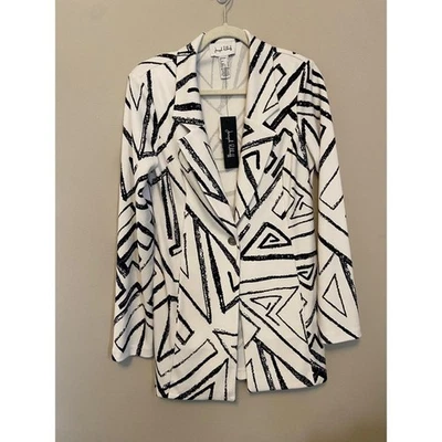 Chaqueta Blazer Joseph Ribkoff Estampado Geométrico Blanca Negra Mujer Talla 4 Foto 1 de 4