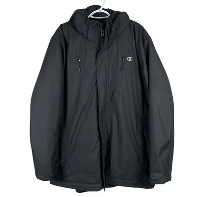 Parka con capucha aislada Champion Duofold control cálido para hombre 2XL negra cremallera completa broches de presión Foto 1 de 4