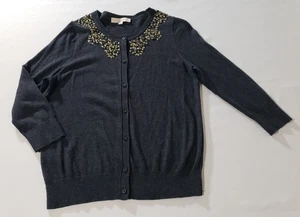 Cardigan Loft Petites grigio impreziosito da strass metallizzati taglia PL con bottoni - Foto 1 di 6