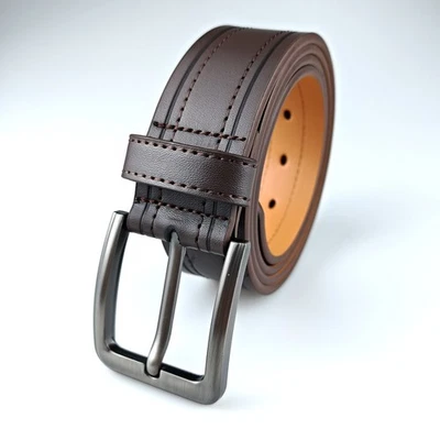 Nuevo 1.5" Cinturón Para Hombre Grano Completo Cuero Genuino Informal Vestido Jeans Rodeo Moda Foto 1 de 4