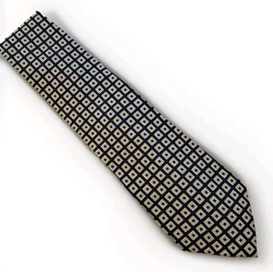 Corbata para hombre GAP azul marino dorado cuadrados bordada 100 % seda hecha en EE. UU. - Imagen 1 de 7