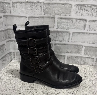Via Spiga Mujer Bara Cuero Negro Moto Botines Talla 8 Foto 1 de 4