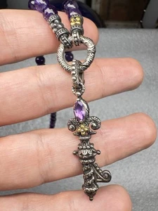 Barbara Bixby Sterling 18k Faceted Amethyst Bead Necklace Key Pendant Enhancer - Picture 1 of 22