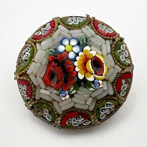 VINTAGE / ANTIKE ITALIENISCHE MIKROMOSAIK BROSCHE - Bild 1 von 3