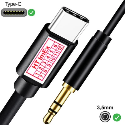 1m USB C auf Aux Kabel 3,5 mm Klinke Stecker für iPad Samsung iPhone 15 Pro Max - Bild 1 von 4