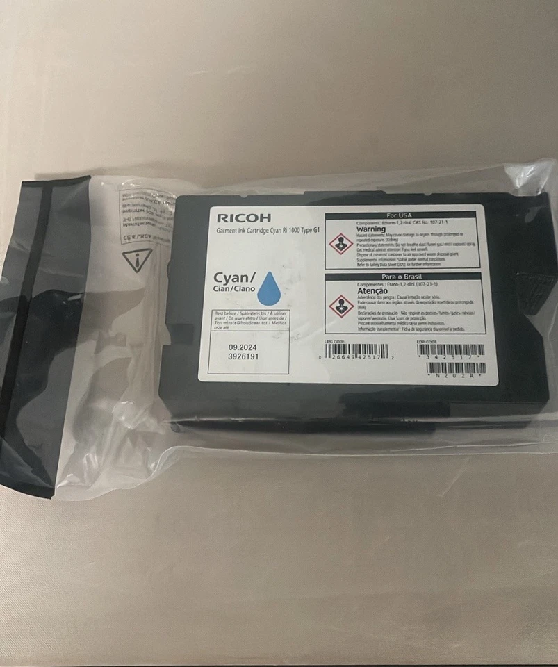 RICOH Garment Ink Cartridge Ri 1000 Type G1 Cyan (Blue) - Image 1 of 1