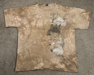 Camisa de manga corta The Mountain para hombre XL Tie Dye Wolf Wolves de colección años 90 ANGUSTIADA - Imagen 1 de 10