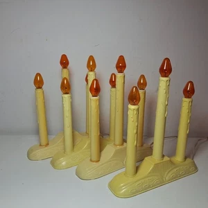 Vintage Christmas Candelabra 3 Candle Lights Set of 4, Plastic & Orange Lights - Picture 1 of 9