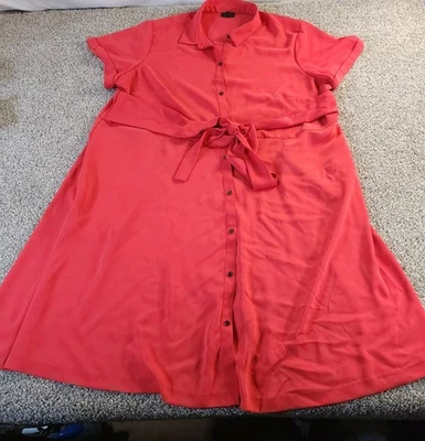 Vestido camisero J. Jill Wearever para mujer 3X rojo brillante cuello abotonado cinturón midi Foto 1 de 4