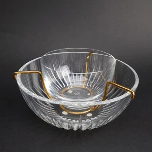 Massena by Baccarat French Crystal & Gold Plated Wire Caviar Serving Bowl - Picture 1 of 6