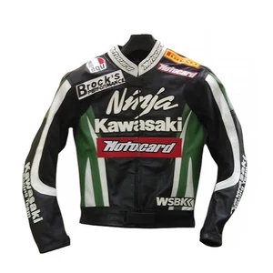 Kawasaki Motorrad Racing Mantel Lederjacke Herren Motorrad Biker MotoGP Gear - Bild 1 von 5