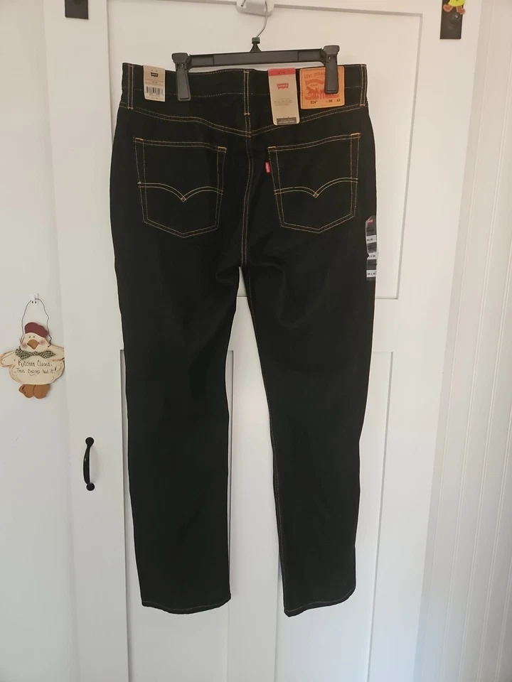 Levi's 514 Regular Fit Zip Fly Straight Leg Denim Jeans 36X32 Men's Black