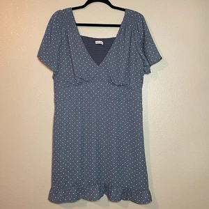 Abercrombie & Fitch Kleid mit Flatterärmeln blau gepunktet gesmokt XL - Bild 1 von 11