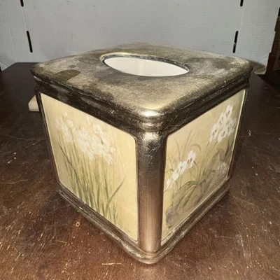 Croscill Narciso y Orquídea Pañuelo Caja Cubierta Porcelana Difícil de Encontrar Por Cheri Blum Foto 1 de 4