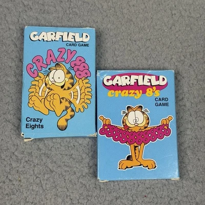 Juego de Cartas Garfield Crazy 8's 888 De Colección Lote de 2 Barajas Completas 1978 Dibujos Animados Gato Foto 1 de 4
