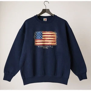 Vintage Washington DC Old Glory American Flag Fruit of the Loom Sweatshirt XL - Picture 1 of 8