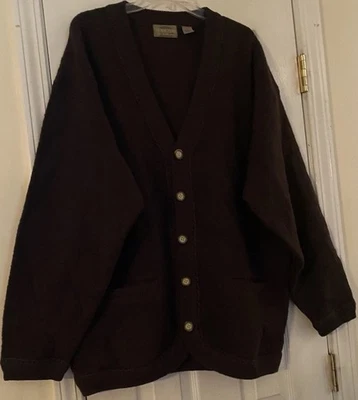 Vintage 90s Structure Chunky Button Down Cardigan Sweater Chocolate Brown Size L - Image 1 of 4