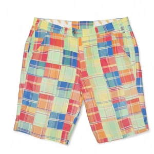 Loudmouth Golf Uomo Taglia 38 Pantaloncini Patchwork Leggeri Madras *Alterati* Ottime Condizioni - Foto 1 di 8