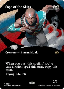 Sage of the Skies 0328 ~ **Borderless** Rare NM MTG Tarkir Dragonstorm - Foto 1 di 1