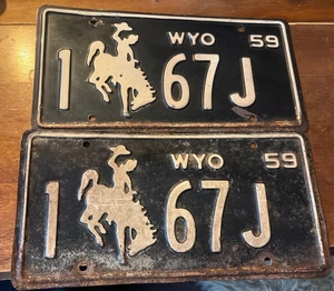 Coppia Targhe Wyoming 1959 Vintage - Foto 1 di 1