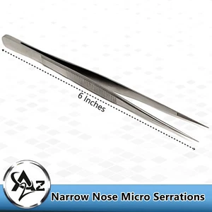Pinzas profesionales de microprecisión de acero inoxidable puntiagudas finas cabello encarnado - Imagen 1 de 5