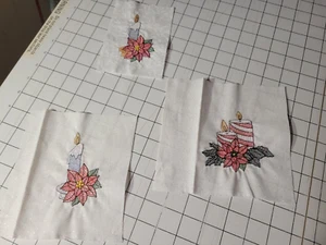 Christmas Red Flower w/Candle Embroidery sew- on Applique Patch ( set of 3) - Picture 1 of 4