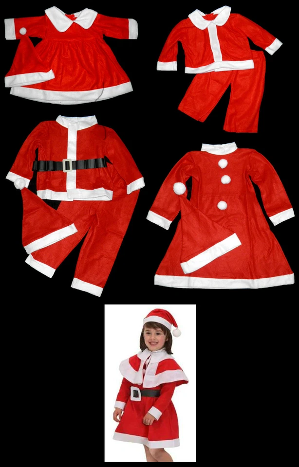 Weihnachtskostüm Kostüm Nikolaus Kleid Mädchen Junge Baby 68-128 Kind