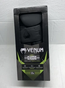 Venum Classic Boxing Gloves 12 oz - Unisex Black Heavy Bag And Mitt Workout - Picture 1 of 20