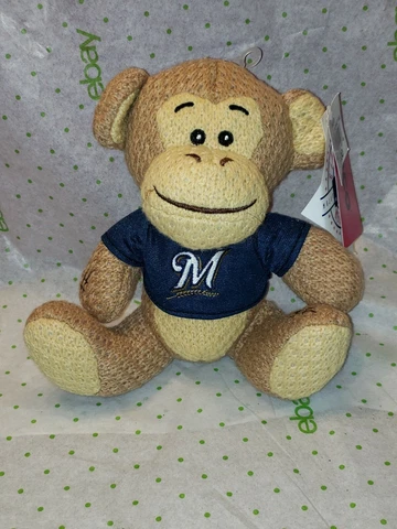 MLB MILWAUKEE BREWERS Baseball NWT Crocheted Tan MONEKY Stuffed Animal 9" Cute! Cover
