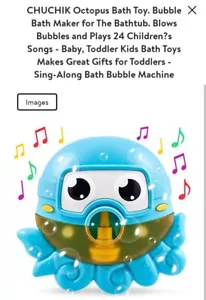 New CHUCHIK OCTOPUS Baby Bath Toy BUBBLE Machine With Music Kids Toddlers - Picture 1 of 7