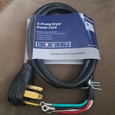 Cable de alimentación de grado industrial FSP PT600L secadora negra de 4 clavijas 6 pies Foto 1 de 4