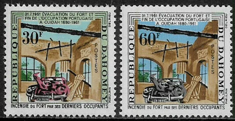Dahomey #153-4 MNH Set - Burnt Out Fort Ouidah Cover