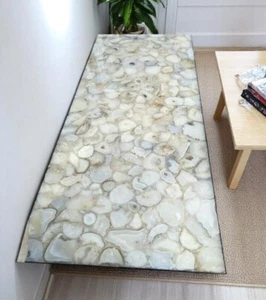60"x30" weißer Achat Stein Esstisch natürlicher Edelstein Küchenplatte Wohndeko - Bild 1 von 9