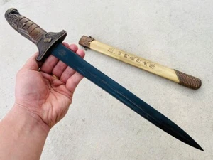 Vintage japanisches Kurzschwert Tanto Luftwaffe Dolch Katana Schild Klinge Messing Saya - Bild 1 von 12