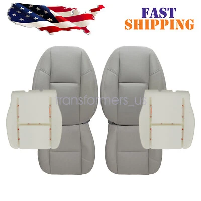 For 2009-14 Cadillac Escalade Front PERF Leather Seat Cover & Foam Cushion Gray - Image 1 of 4