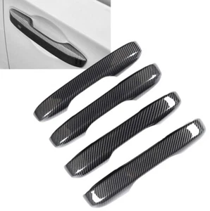 Gloss Carbon Fiber Print Snap On Door Handle Overlay Cover Fits 22-26 Civic - Picture 1 of 3