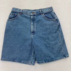Vintage Lee Jean Shorts Women's 18 Relaxed Fit Medium Wash Blue Denim Union Made