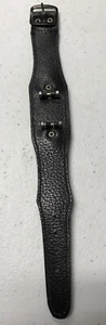 Correa de reloj de cuero con hebilla de tono negro hippy mod ancha de los años 70 vintage - Imagen 1 de 4