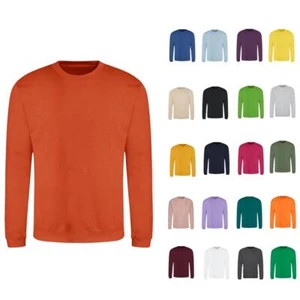 AWDis Mens Crew Neck Sweatshirt Plain Pullover Jumper Warm Casual Sweat Top - Picture 1 of 35