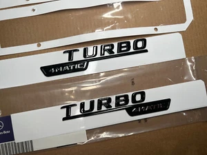 OEM Gloss Black Turbo 4matic Side Badge Sticker for BENZ A35 A45 CLA GLA 35 45 - Picture 1 of 4