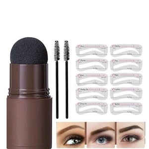 DARK BROWN Eyebrow Stamp Shaping Eye Brow Waterpoof Powder Definer Makeup - Picture 1 of 3