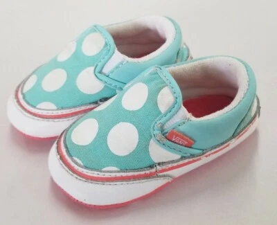 Vans sin cordones verde azulado con punto blanco niño talla US 3 Foto 1 de 4