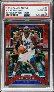 Panini Prizm Karl Malone Choice 2019 Red Prizm #19/88 PSA 10 - Imagen 1 de 2