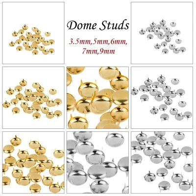 WEDDECOR Round Nail Head Dome Studs Claw Back Crafts Clothing Purses Handbag 3.5mm-9mm