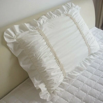 2 fundas de almohada de algodón funda de almohada con volantes de encaje ropa de cama para el hogar precio lindo Foto 1 de 4