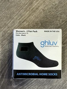 Ghluv Antimicrobial Home Socks. Size 4-10 Women’s Socks. 2 Pair Black - Picture 1 of 1