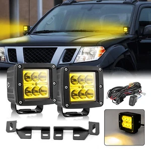 3'' 48W Amber LED Pod Ditch Light Mount Wiring Kit For 2005-2015 Nissan Xterra - Imagen 1 de 7