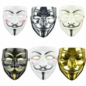 Anonymous Vendetta Guy Fawkes Hacker Face Mask Adults Halloween Fancy Party 4U - Picture 1 of 13