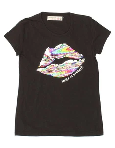 DESIGUAL Girls Graphic T-Shirt Top 9-10 Years Black Cotton CA01 - Picture 1 of 3